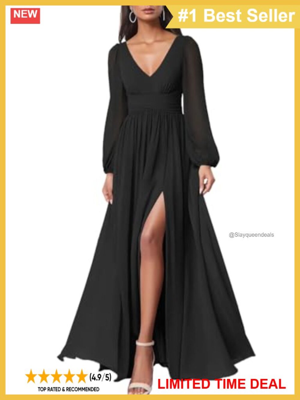 Women Mesh Long Sleeve Deep V Neck Open Back Maxi Dress Formal Wedding Guest